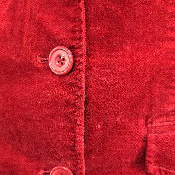 Eddie Bauer Women's Button-Up Velour Blazer Jacket Red Large Flap Pockets - Picture 4 of 12